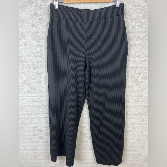 MAGASCHONI Black Double Pinstriped Stretch Pants Size Medium Pull On - Picture 1 of 11